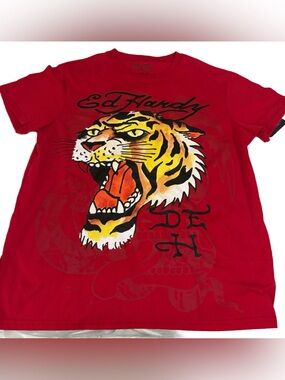 Men's Ed Hardy Boys' Red Tiger Graphic Tee⭐️NWT⭐️